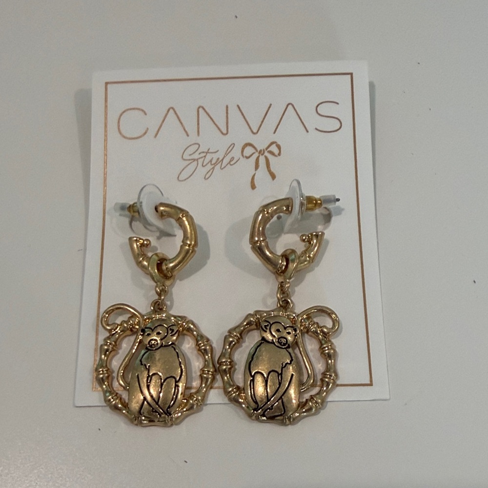 Gold Monkey Hoop Earrings